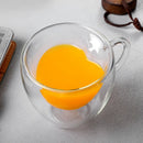 GobekUsa Heart-Shaped Glass Coffee Cup - Double Bottom Glass Mug for Drinks