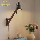 GobekUsa LED Long Pole Swing Arm Wall Lamp, Solid Wood, Adjustable, Industrial Designer