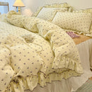 GobekUsa Lace Bedding Set: Printed Design, Single Queen Size, Cozy Quilt Cover, Fitted Sheet, 2 Pillowcases