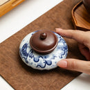 GobekUsa Blue White Porcelain Teacup Tray Set, Chinese Retro Home Decor Accessory