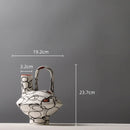 GobekUsa Geometric Graffiti Ceramic Vase with Handles for Home Decor and Floral Arrangements.