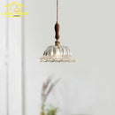 GobekUsa French Ins Walnut Brass Glass Pendant Lights LED E27 for Kitchen Island Restaurant