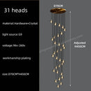 GobekUsa Black & Gold Crystal Chandelier LED Pendant Light Fixture Loft Staircase Lighting