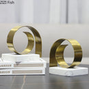 GobekUsa Golden Spiral Bookend Set with Marble Base for Stylish Desk & Library Decor