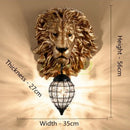 GobekUsa Lion Head Crystal Led Wall Lamp for Bedroom, Ktv, Living Room, Resin Wall Light