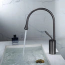 GobekUsa Gun Grey Brass Basin Faucet Hot Cold Kitchen Sink Water Crane Swivel