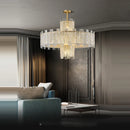 GobekUsa Art Deco Golden Copper Glass Chandelier LED Lighting Fixture