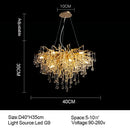 GobekUsa Branch-shaped Golden Crystal Chandelier for Villa Bedroom and Living Room
