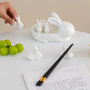 GobekUsa Duck Chopstick Holder Tray White Rabbit Porcelain Plate Home Decor