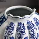 GobekUsa Blue & White Porcelain Vase Desk Decor with Artificial Flowers