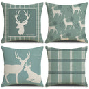 GobekUsa Deer Grid Line Pillowcase 45x45cm Nordic Linen Cushion Cover for Modern Home