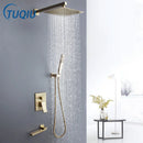 GobekUsa Brushed Gold In-Wall Shower Set with Rainfall Shower Head 8-12"