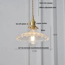 GobekUsa Clear Glass Nordic LED Pendant Light Fixture with Brass Knob Switch
