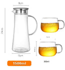 GobekUsa Glass Pitcher with Lid, Heat Resistant Water Carafe for Hot/Cold Beverages