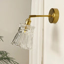 GobekUsa Brass Mirror Wall Sconce with Glass Shade for Bedroom and Living Room