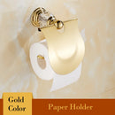 GobekUsa Brass & Crystal Bathroom Set: Towel Rack, Towel Bar, Paper Holder, Soap Dish