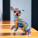 GobekUsa Chihuahua Dog Ornament Resin Handicrafts Home Decor Graffiti Art 18cm