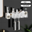 GobekUsa Inverted Toothbrush Holder with Automatic Toothpaste Squeezer & Makeup Storage Rack