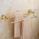 GobekUsa Brass Jade Bathroom Accessories Set: Towel Bar, Soap Holder, Towel Rack, Glass Shelf