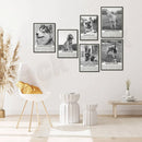 GobekUsa Black & White Dog Breeds Poster: Greyhound, Cocker Spaniel, Akita, Malamute, Cattle Dog