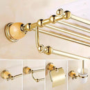 GobekUsa Brass Jade Bathroom Accessories Set: Towel Bar, Soap Holder, Towel Rack, Glass Shelf