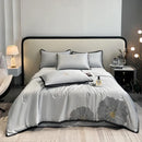GobekUsa Luxe Flower Embroidered Cool Quilt Set - Lightweight, Silky, High-End Comfort