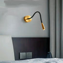 GobekUsa Adjustable Nordic Bronze Wall Lamp for Bedroom Study LED Reading Light