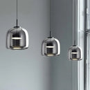 GobekUsa Glass Bowl Chandelier: Modern Nordic LED Smoke Hanging Lamp for Dining Room, Bar - Indoor Decor Lighting