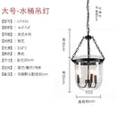 GobekUsa Glass Bucket Pendant Light Retro Dining Room Foyer Black/Rust LED Fixture