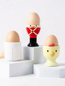 GobekUsa Chicken Shape Ceramic Egg Cup Holder Stand for Kids Breakfast Tableware