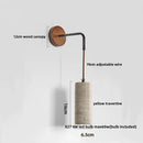 GobekUsa LED Wall Lamp Pull Chain Switch Wood Nordic Modern Yellow Travertine Mirror Light
