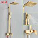 GobekUsa 8" Square Rainfall Shower Faucet Set with Handshower - Wall Mount Single Handle