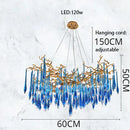 GobekUsa Blue Crystal Chandelier: Luxe Living Room LED Lighting