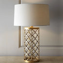 GobekUsa Gold Bird Cage Iron Desk Lamp: Minimalist European Iron Art Grid Table Light