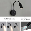 GobekUsa 10W Black Knob Switch LED Wall Light with Adjustable Beam Angle
