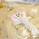 GobekUsa Christmas Snowman Elk Santa Claus Gold Embroidered Pillowcase