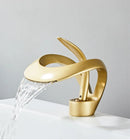 GobekUsa Black Brass Bathroom Basin Faucet With Waterfall Design