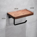GobekUsa Black Walnut Bathroom Set: Towel Rack, Bar, Shelf, Toilet Paper Holder, Brush Stand