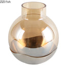 GobekUsa Amber Glass Vase Desk Decoration Round Floral Room Decor