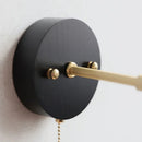 GobekUsa Black Wood LED Wall Light with Pull Chain Switch, Rotating Japanese Style Bedside Lamp