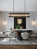 GobekUsa Black Crystal Glass Rectangle Chandeliers for Dining Room - Luxury Retro Hanglamp
