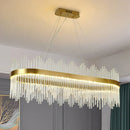 GobekUsa Gold LED Circle Crystal Chandelier: Elegant Home Pendant Lighting for Living Room, Bedroom, Kitchen