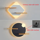 GobekUsa LED Bedside Shelf Wall Lamp with USB Charger - Modern Minimalist Bedroom Reading Light