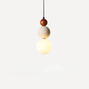 Travertine Stone and Wood Bauhaus Pendant Light