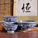 GobekUsa Blue and White Ceramic Noodle Bowl - Japanese Style Tableware