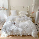 GobekUsa Lace Princess Bedding Set: Romantic Ruffles & Bow Duvet Cover, Sheet, Pillowcases