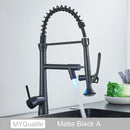 GobekUsa Dual Spout LED Kitchen Faucet 360 Rotate Hot Cold Mixer for Stylish Sink