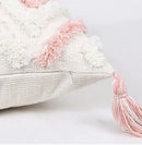 GobekUsa Boho Pink Geometric Tufted Tassel Pillow Covers 30x100cm - Decorative Double Pillows