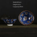 GobekUsa Blue and White Porcelain Hand-Painted Tea Cups - Set of 1