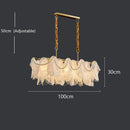 GobekUsa LED Glass Hanging Lamp Golden Leaf Shape Modern Pendant Light